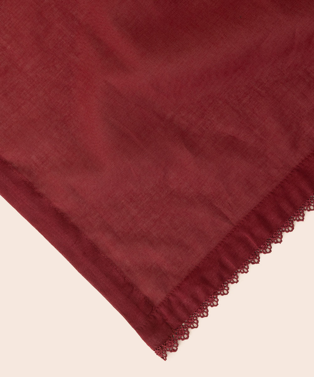 Women's Fine Voile Red Solid Dupatta