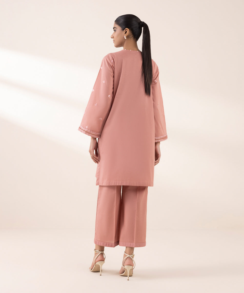 Women's RTW Lawn Pink Embroidered A-Line Shirt