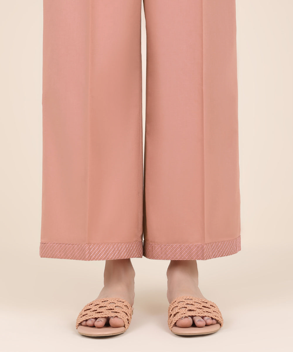 Women's RTW Cambric Pink Solid Culottes
