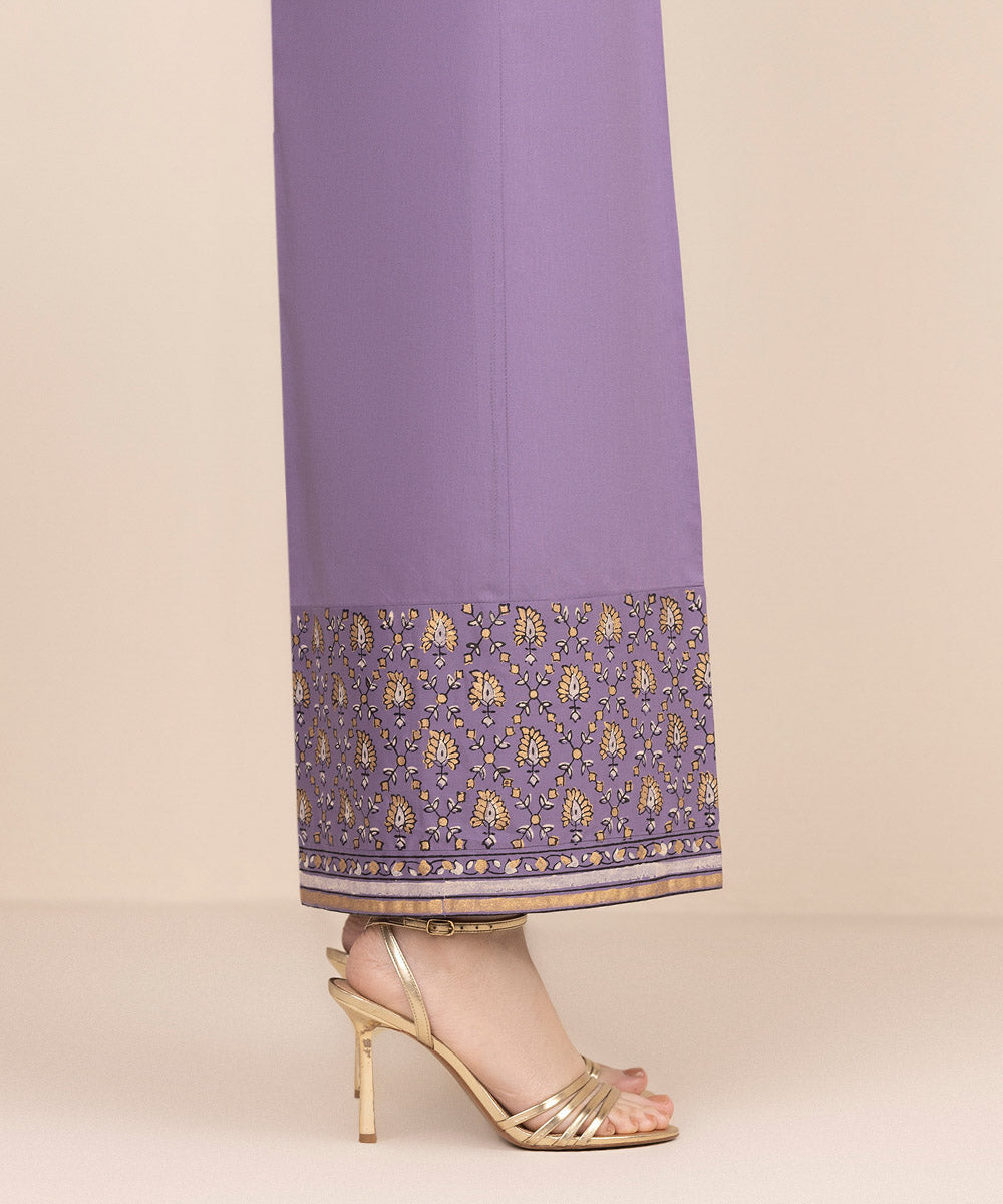 Women's RTW Cambric Purple Solid Flared Pants