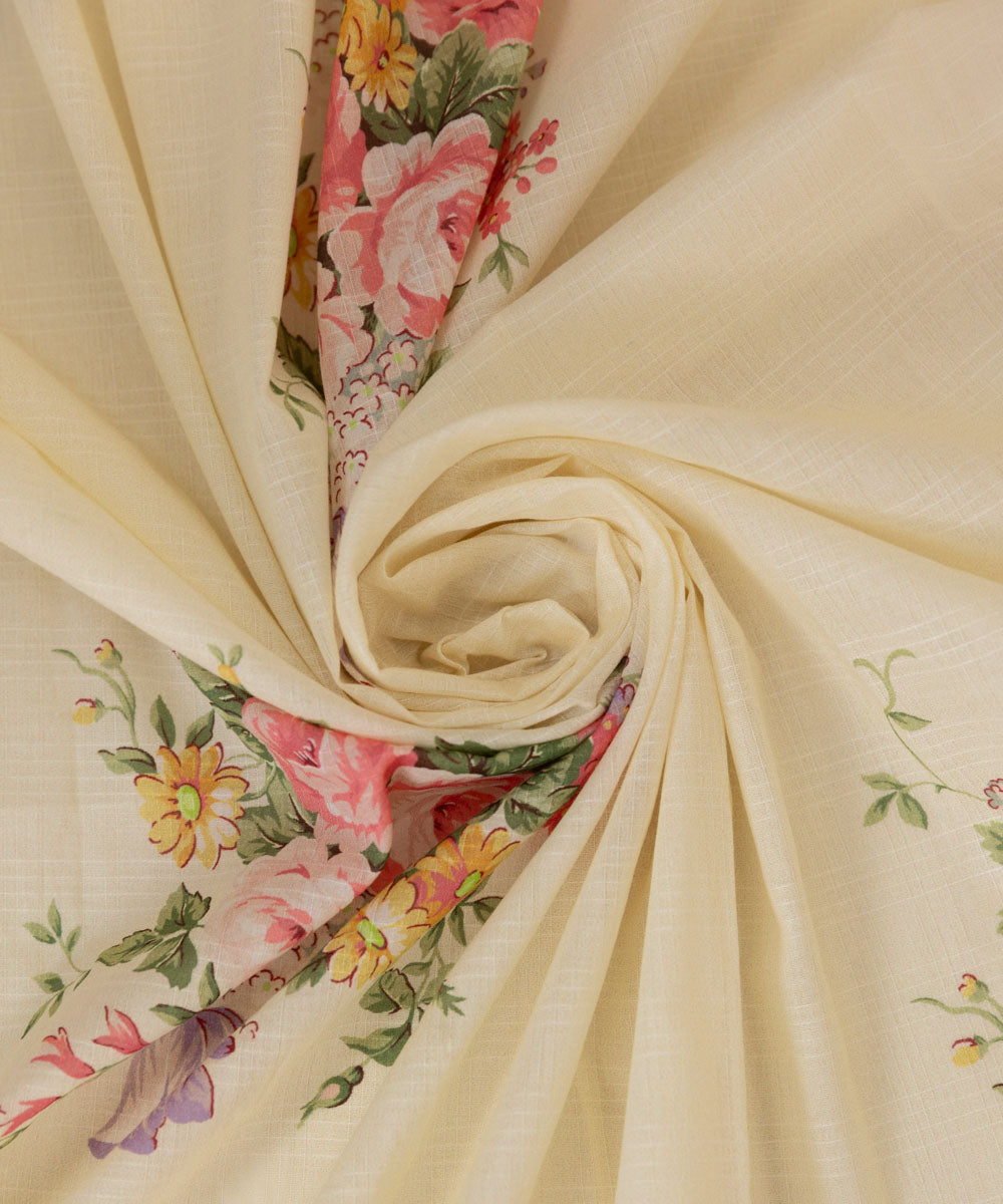 Textured Voile Off White Printed Dupatta