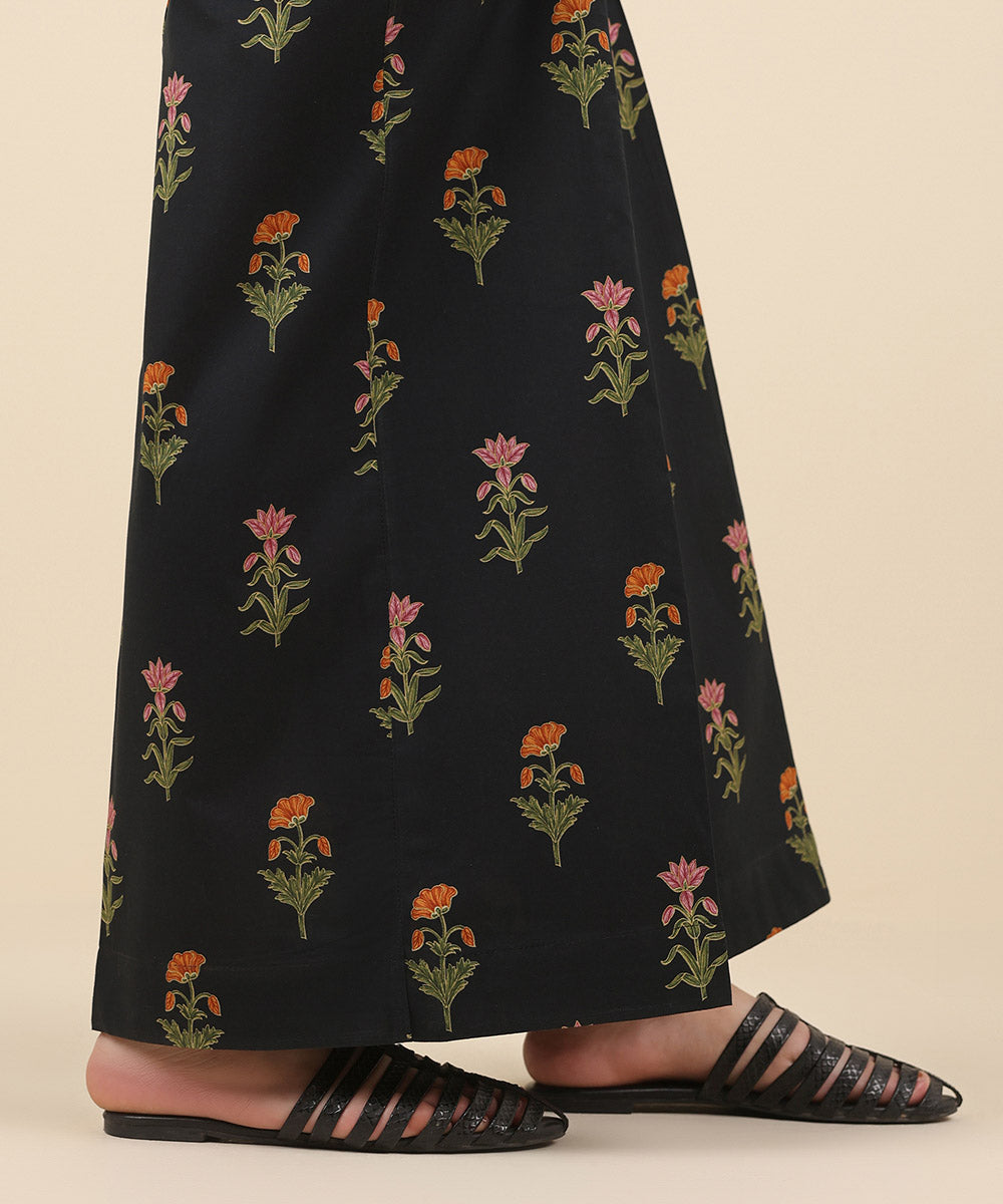 Women's Pret Cambric Black Printed Culottes