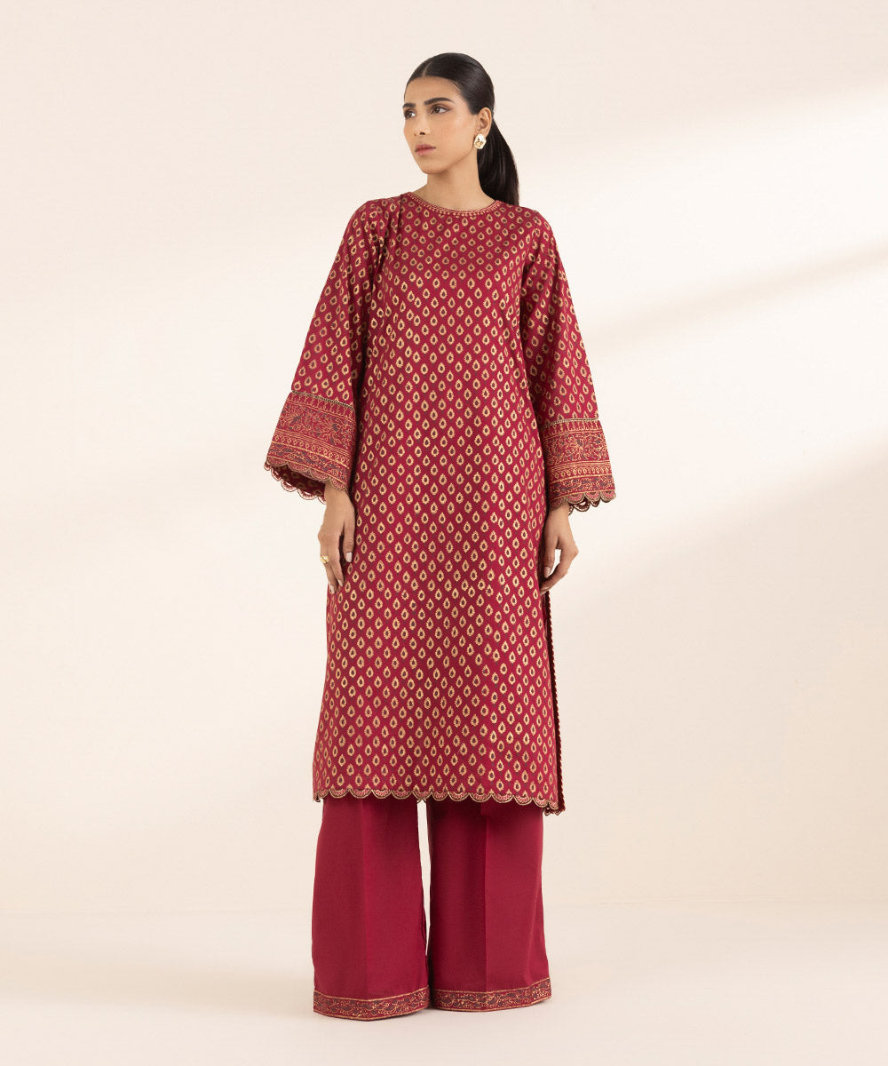 Women's RTW Lawn Red Printed A-Line Shirt