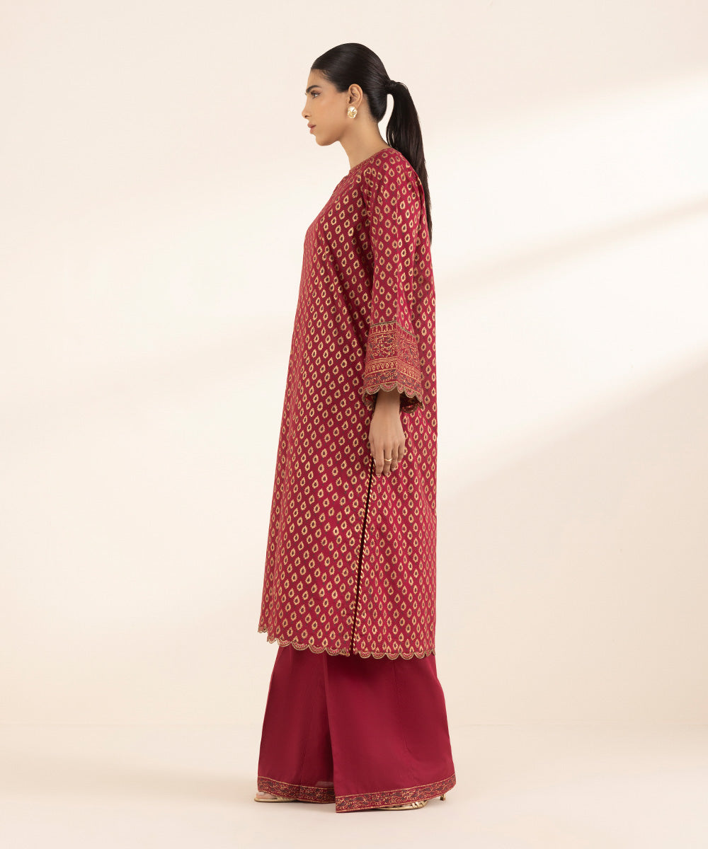 Women's RTW Lawn Red Printed A-Line Shirt