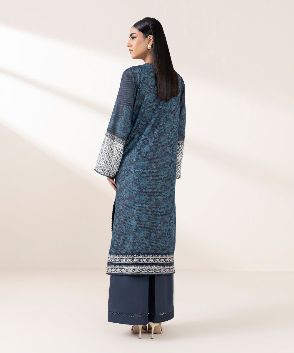 Women's Pret Zari Lawn Blue Embroidered A-Line Shirt