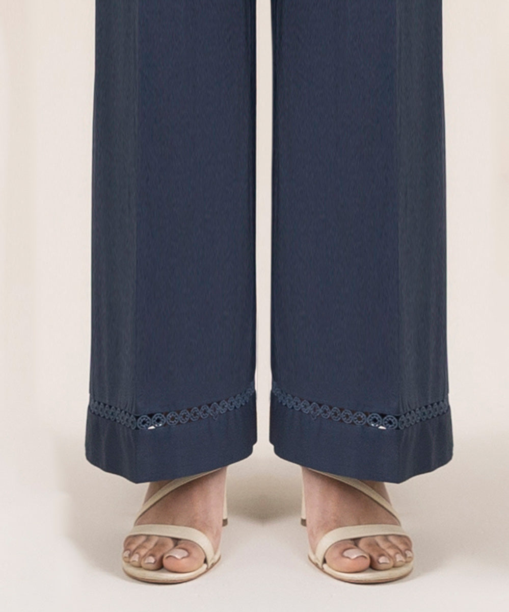 Women's Pret Cambric Blue Solid Culottes