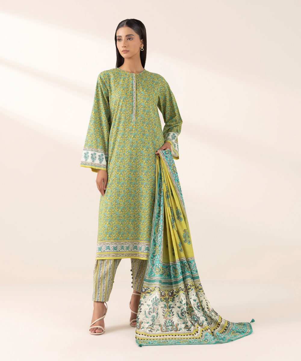 Textured Voile Multi Printed Dupatta