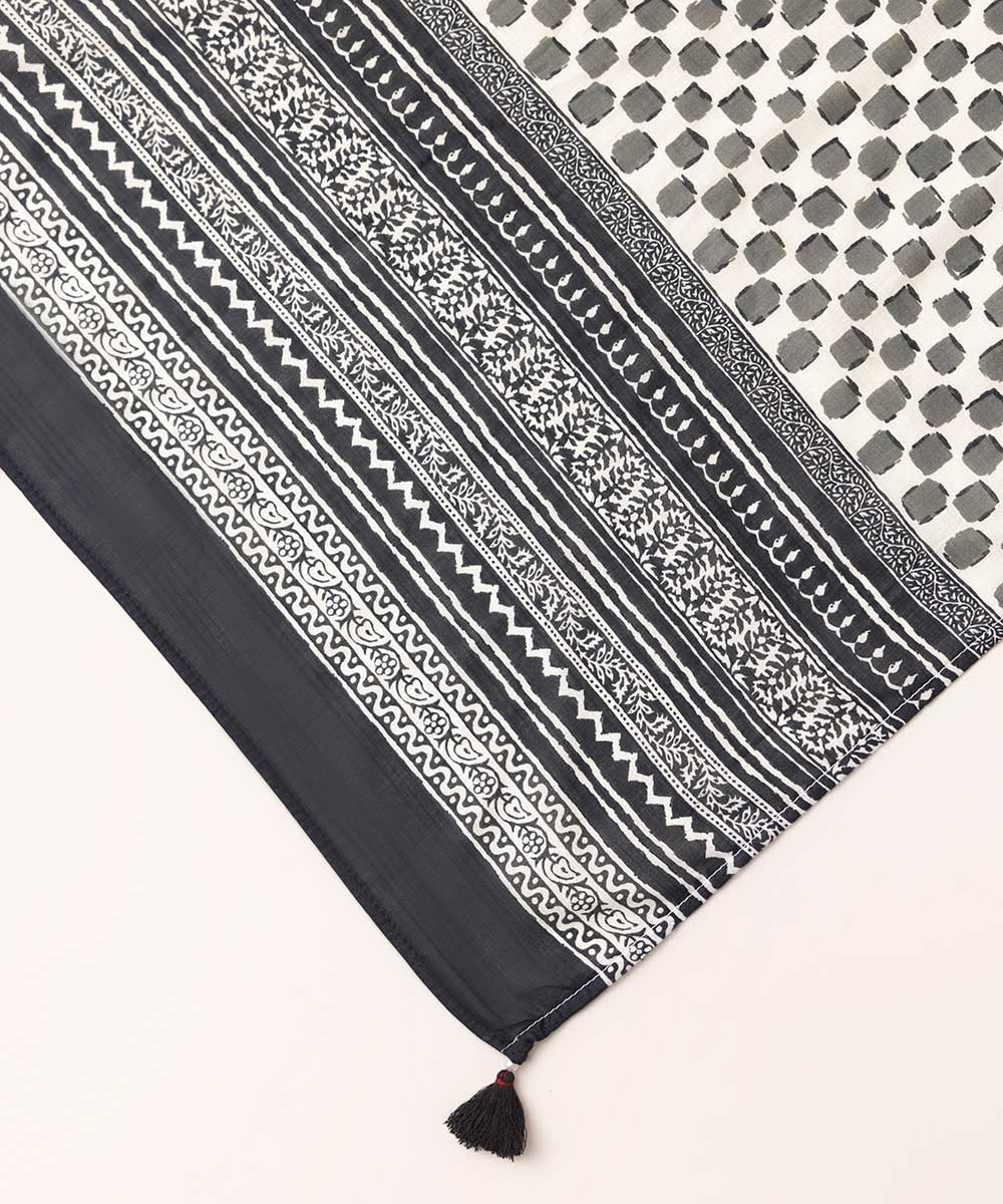 Textured Voile White Printed Dupatta
