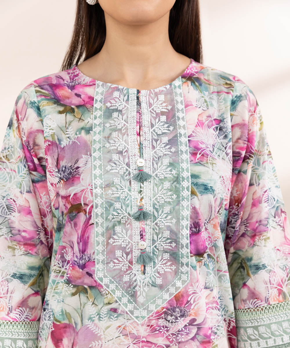 Women's Pret Cambric Multi Embroidered A-Line Shirt