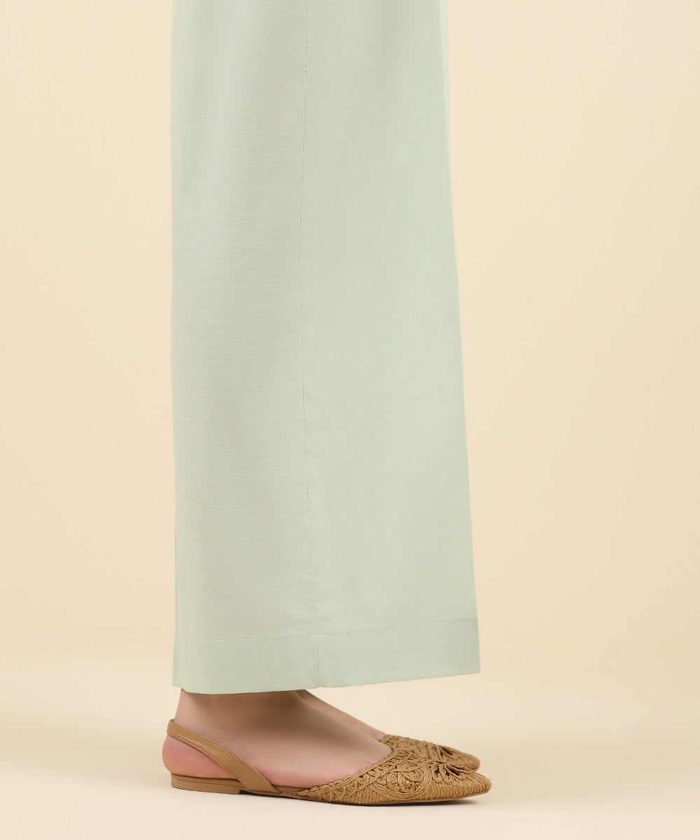 Women's Pret Cotton Viscose Green Solid Culottes