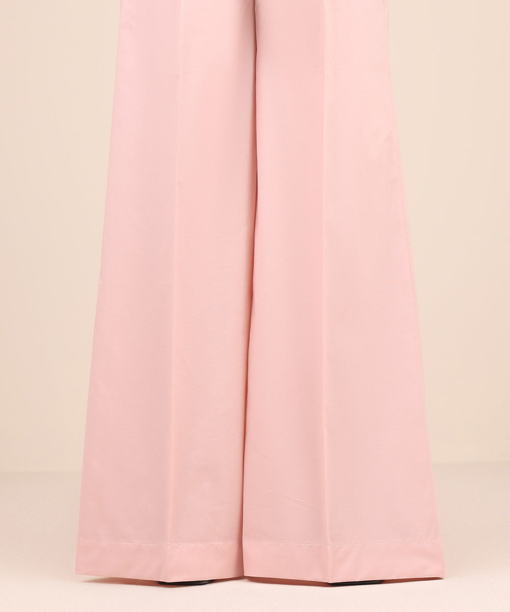 Women's Pret Cambric Pink Solid Flared Pants