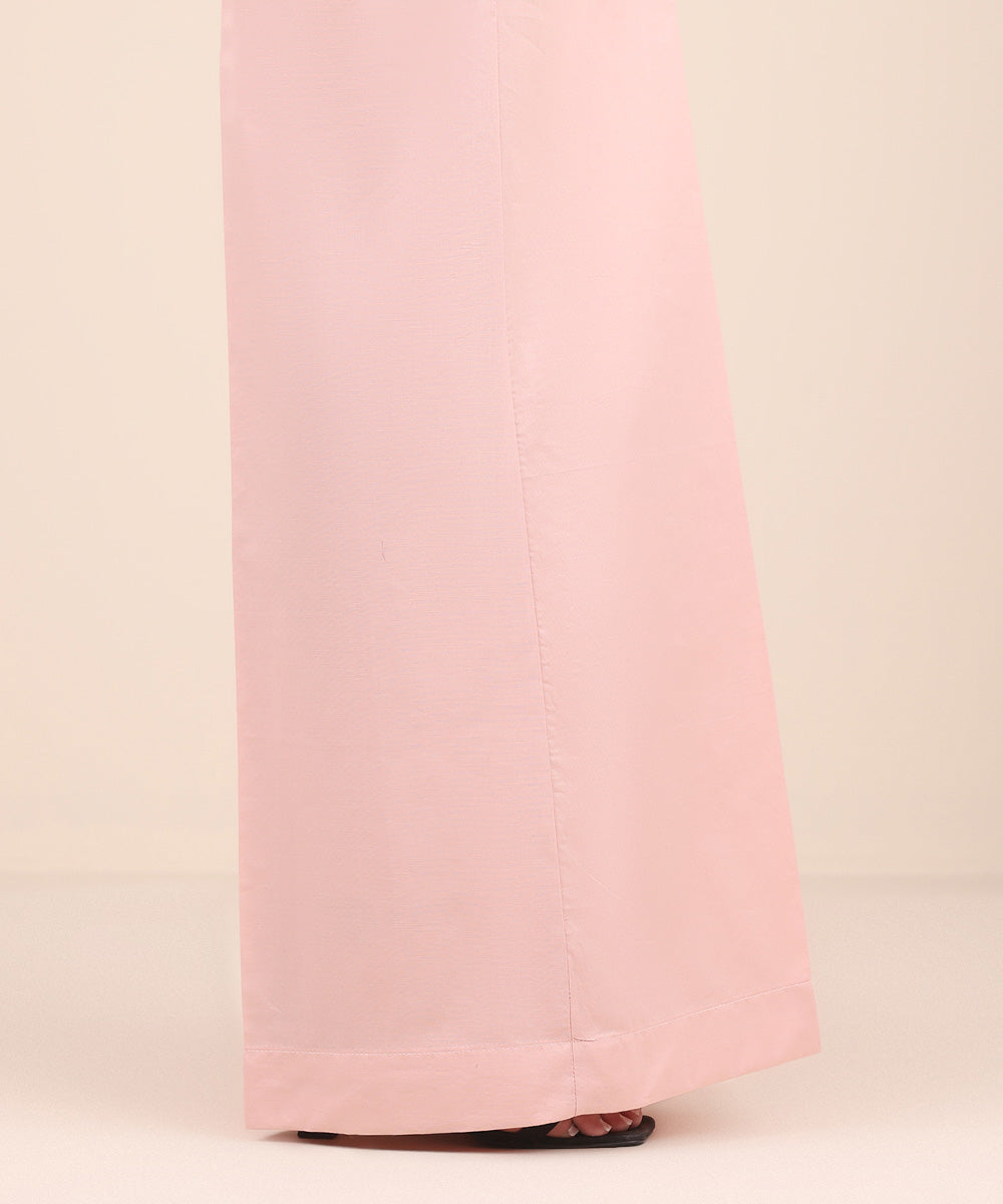 Women's Pret Cambric Pink Solid Flared Pants