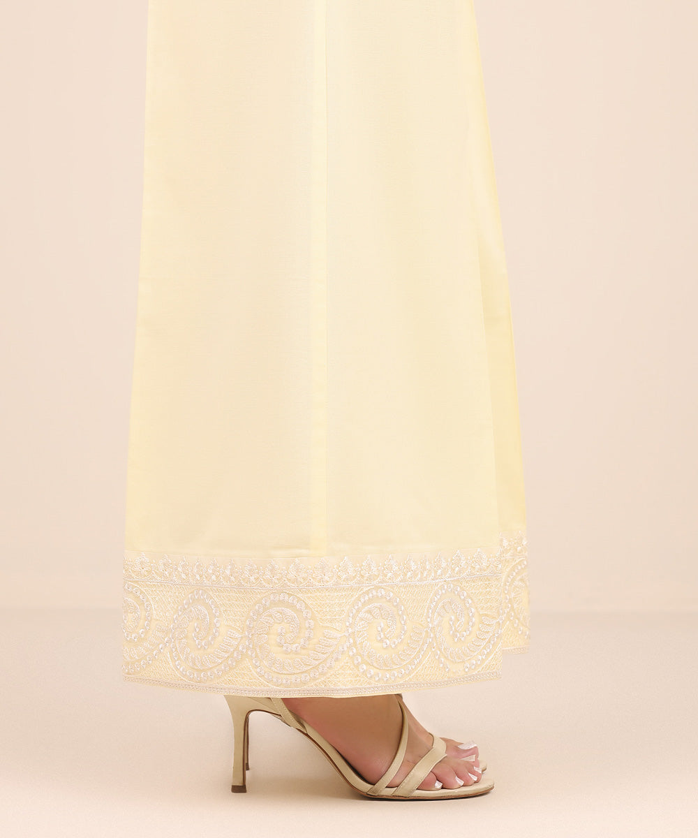 Women's Pret Cambric Yellow Embroidered Culottes