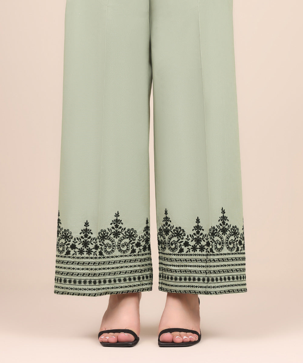 Women's Pret Cambric Grey Embroidered Culottes