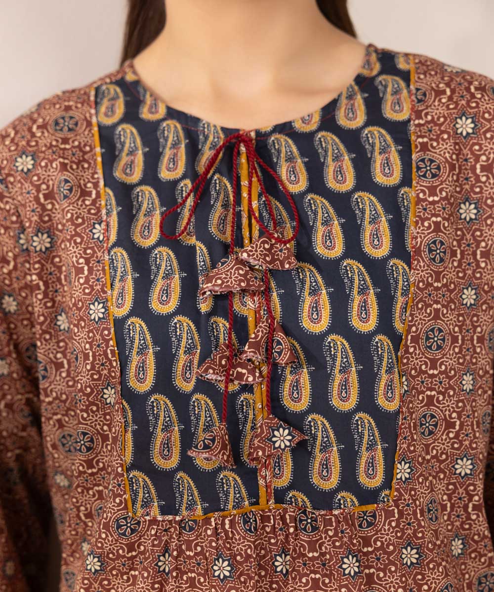 Women's RTW Lawn Red Printed A-Line Shirt