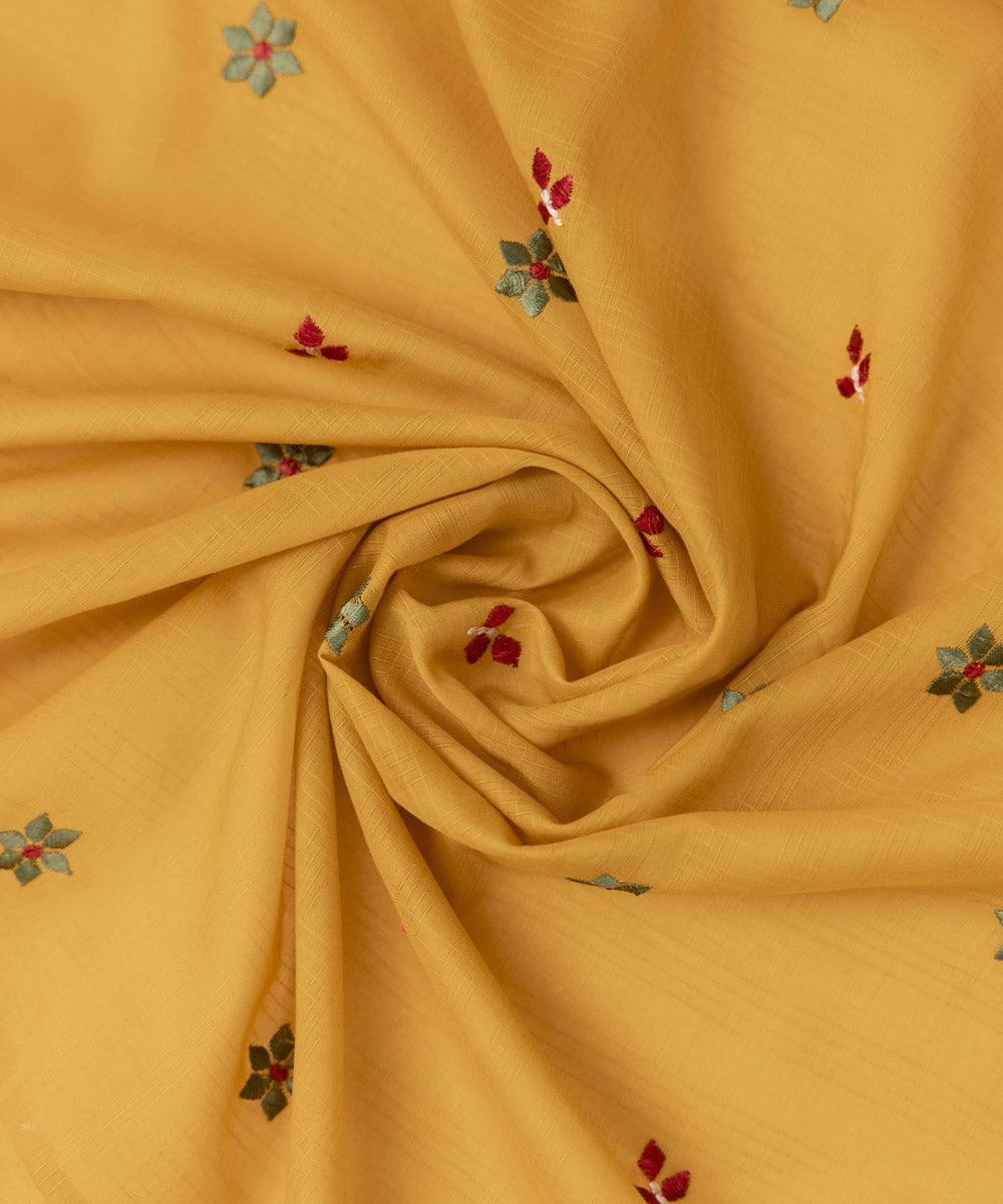 Textured Voile Yellow Embroidered Dupatta