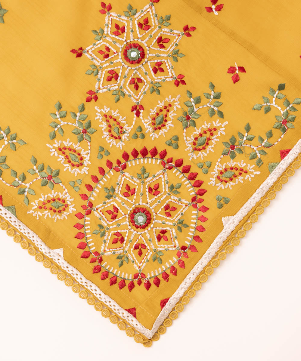 Textured Voile Yellow Embroidered Dupatta