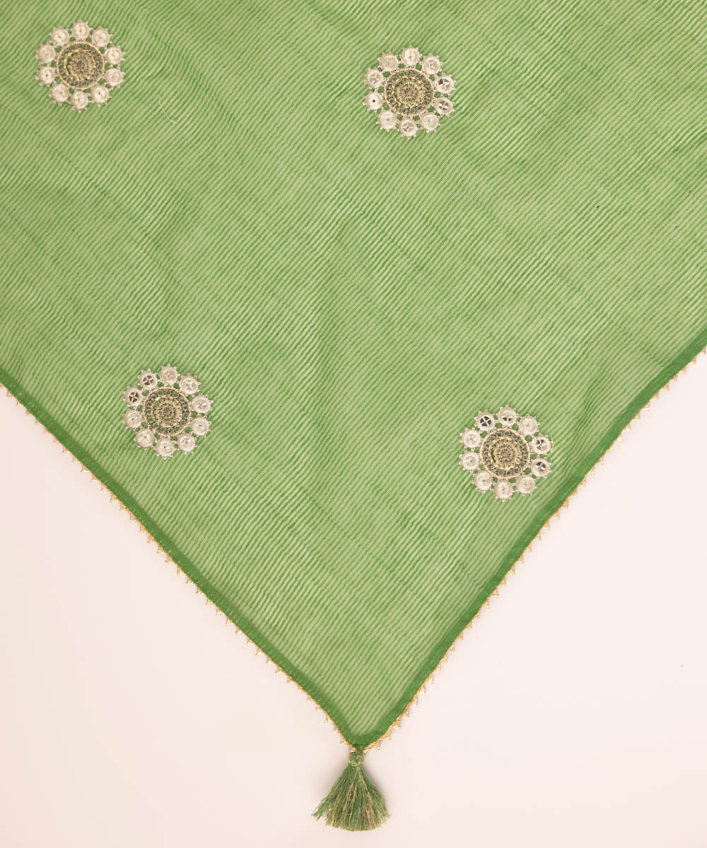 Blended Textured Karandi Green Embroidered Dupatta