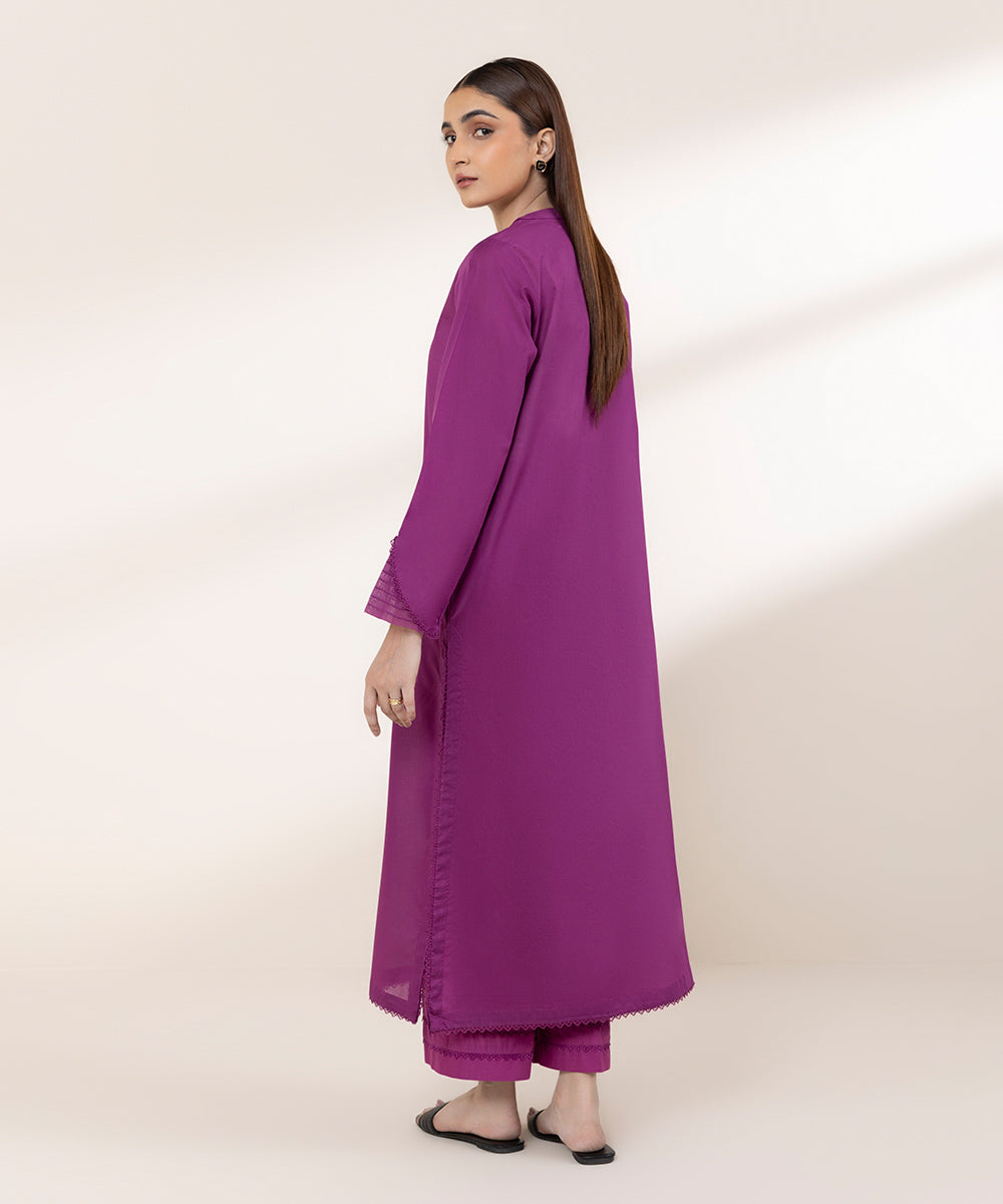 Women's RTW Lawn Purple Solid A-Line Shirt