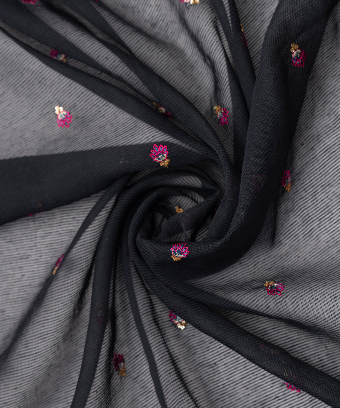 Blended Textured Karandi Black Embroidered Dupatta