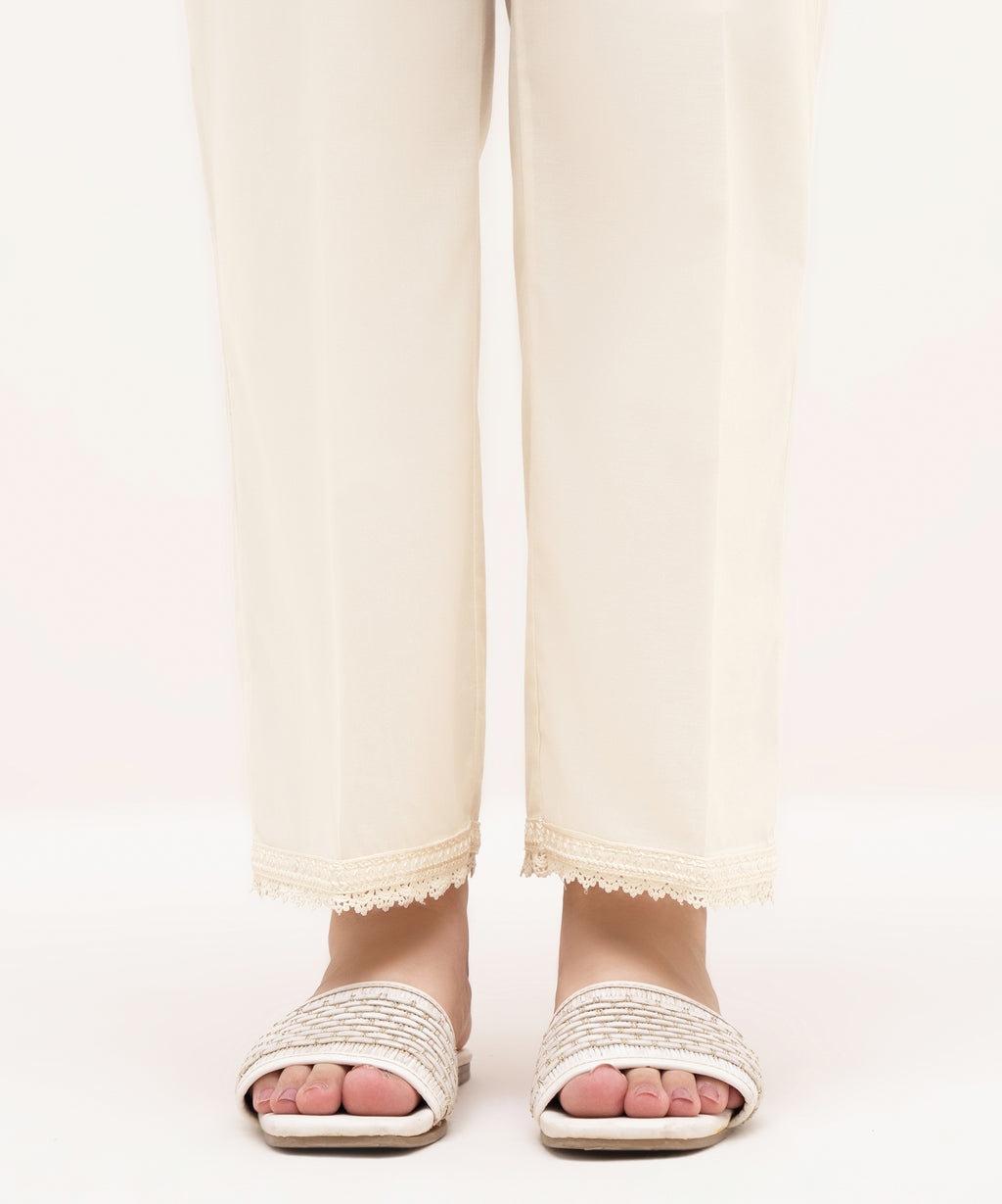 Embroidered Cambric Straight Pants