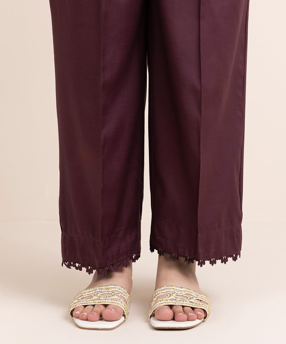 Raw Silk Straight Pants