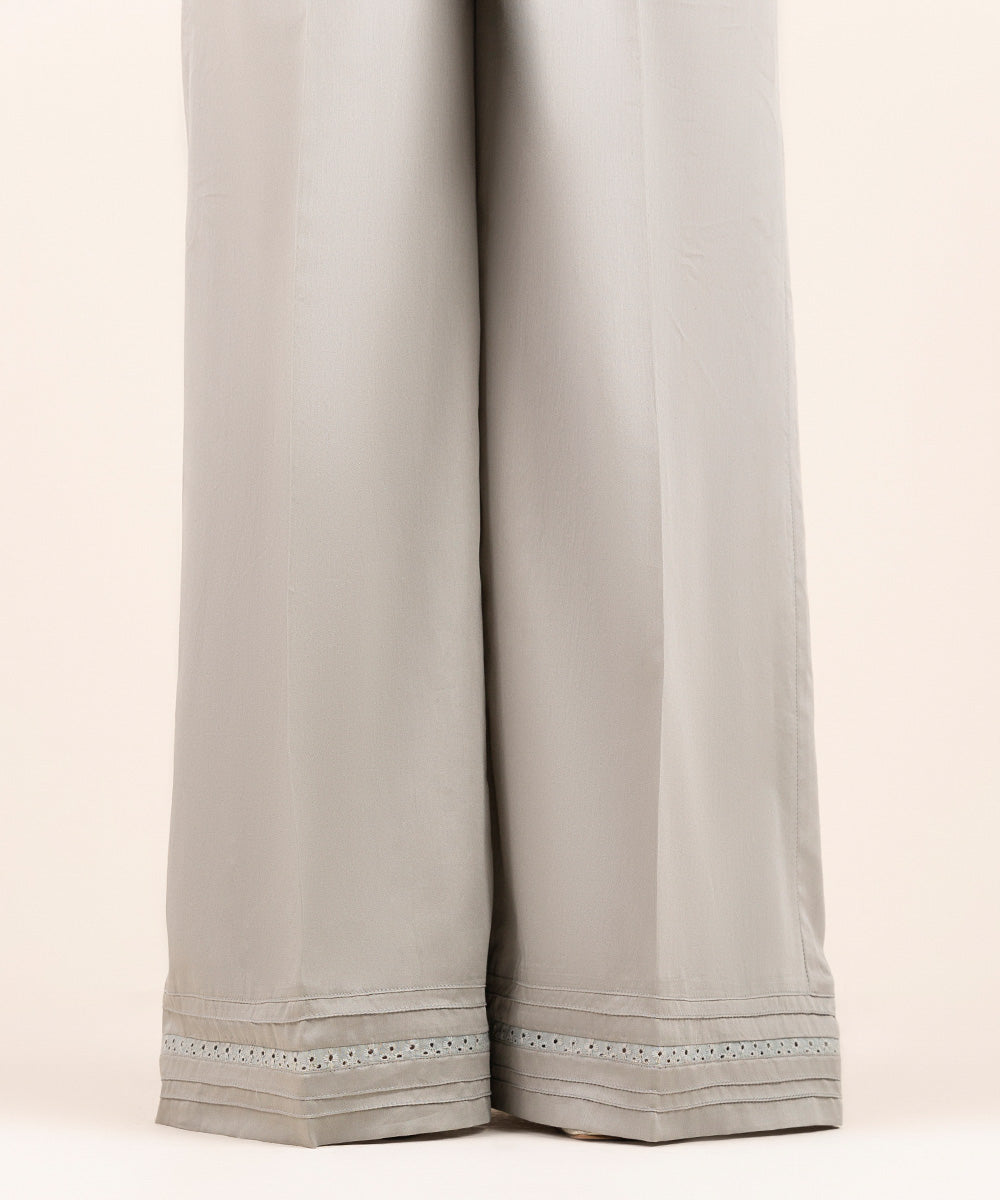 Women's Pret Blended Satin Grey Solid Culottes