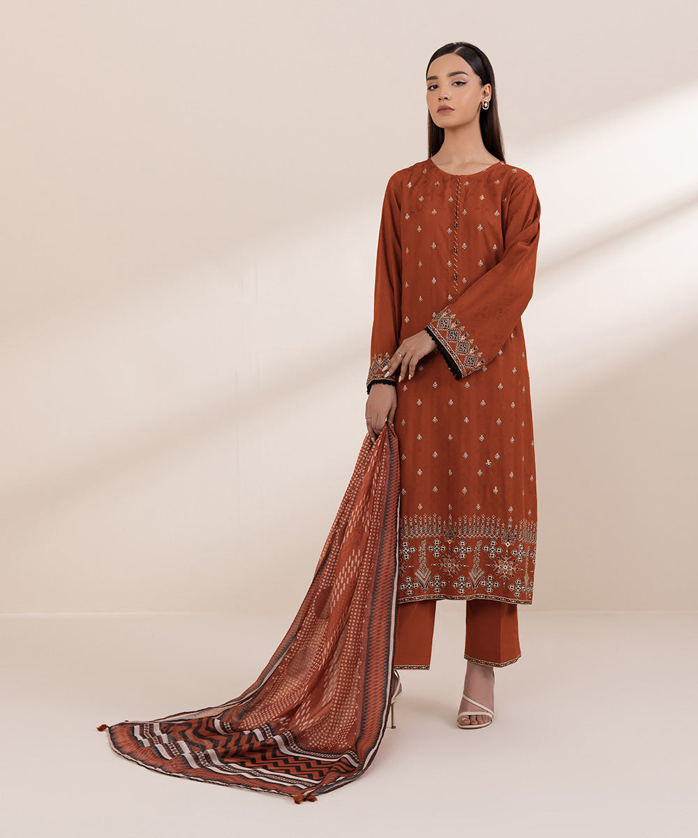 Manar Orange Printed Dupatta