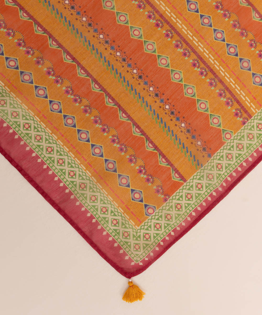 Manar Orange Printed Dupatta