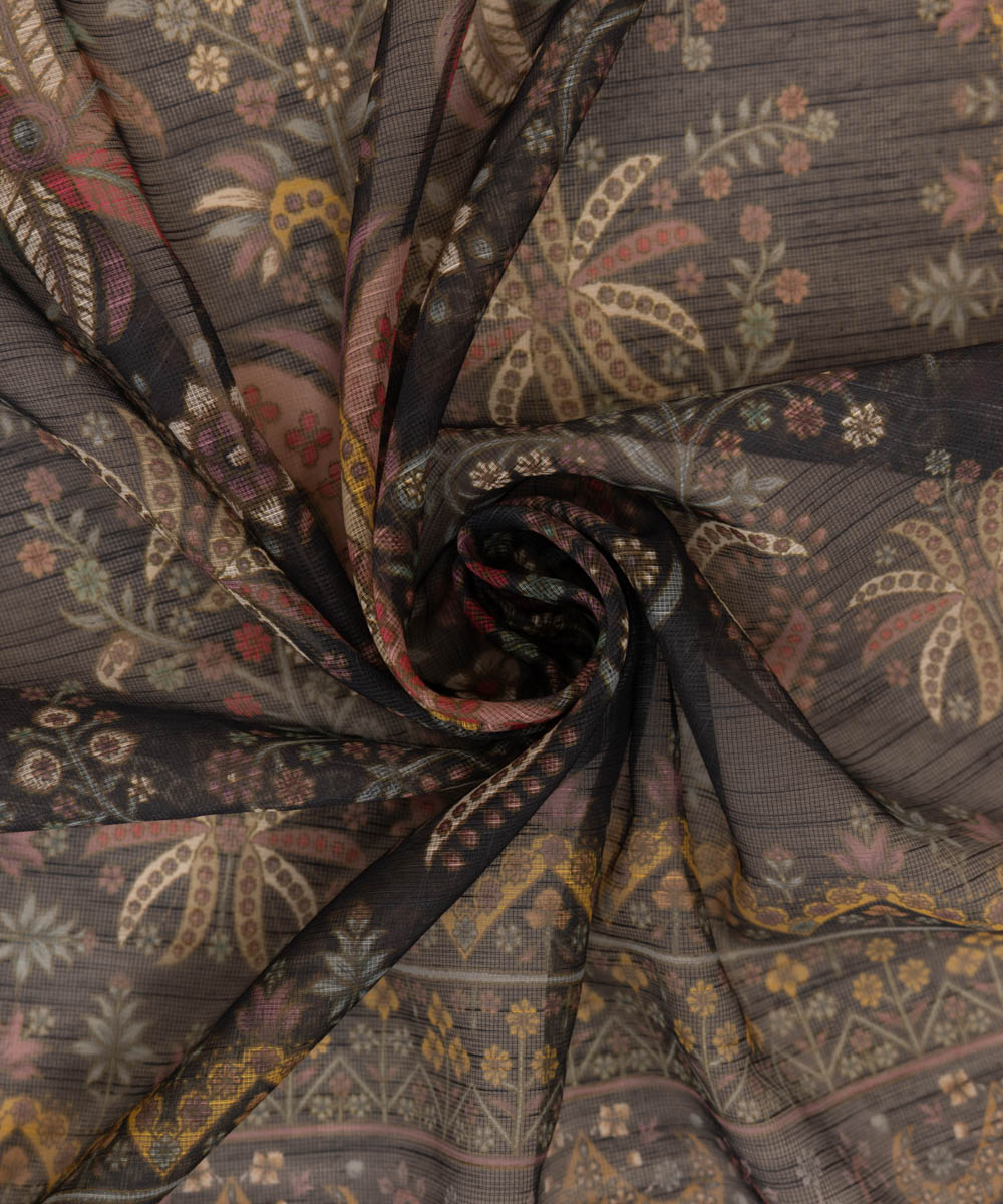 Blended Raw Net Black Printed Dupatta