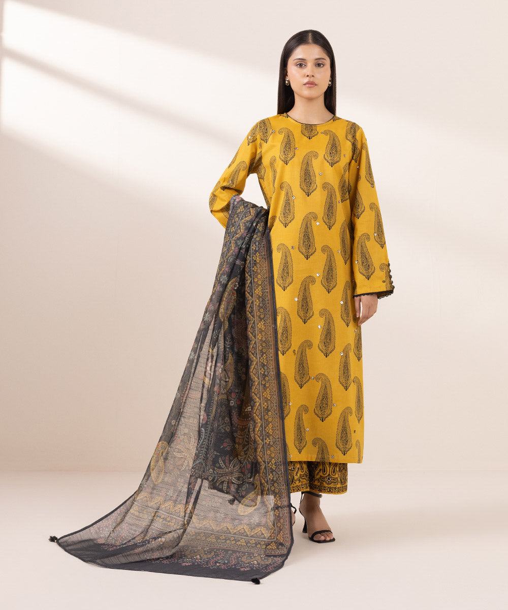 Blended Raw Net Black Printed Dupatta