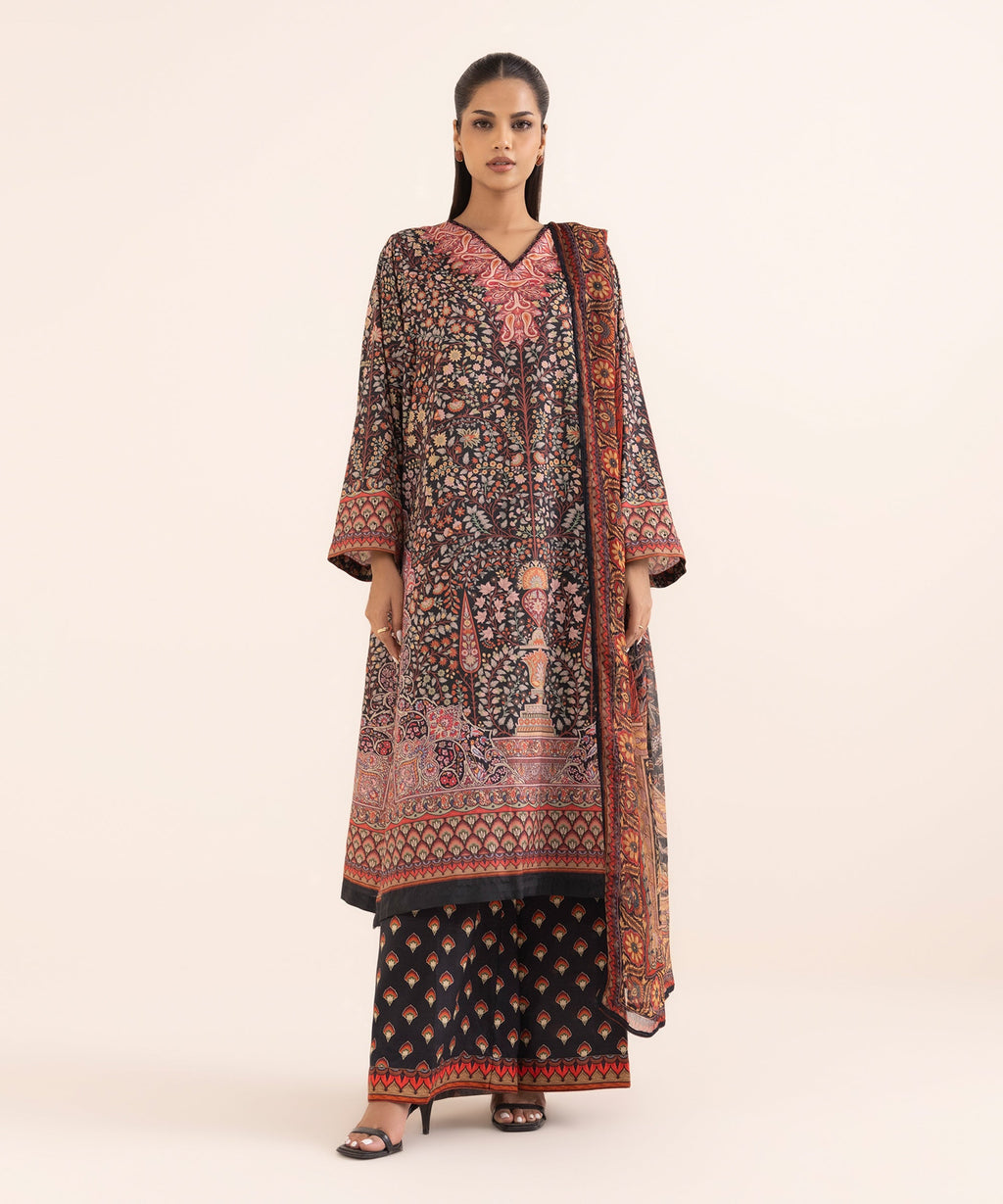 Women's RTW Blended Grip Multi Printed 3 Piece Suit