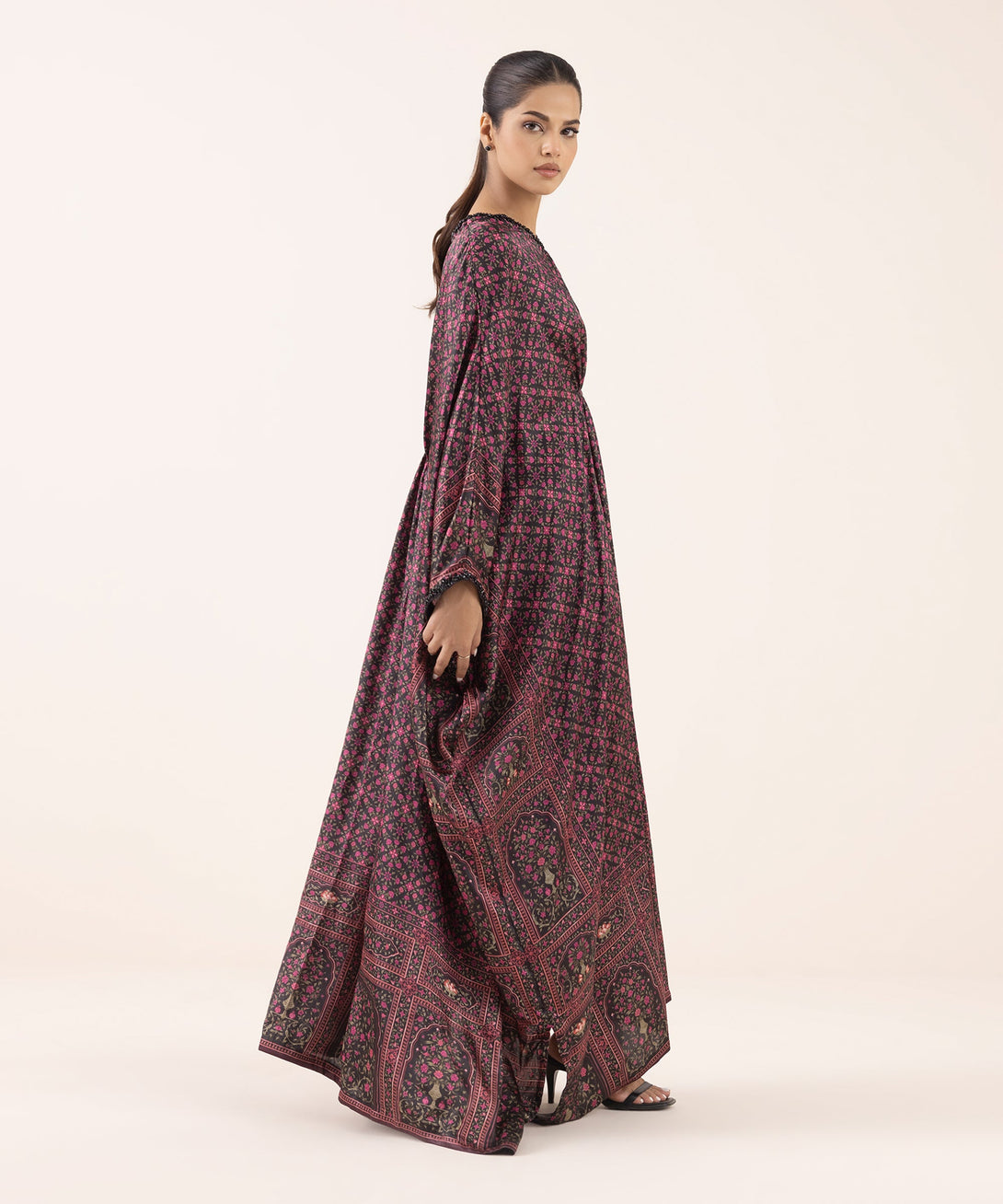 Women's RTW Blended Satin Multi Printed Kaftan