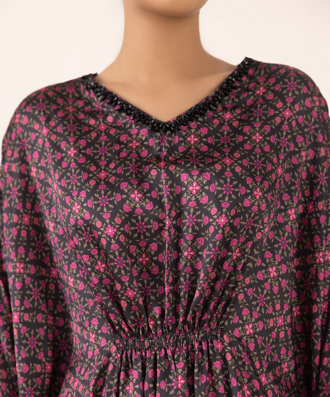 Women's RTW Blended Satin Multi Printed Kaftan
