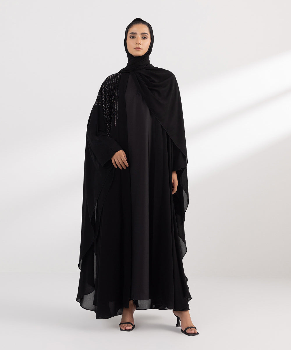 Women's Formal Black Abbaya Set