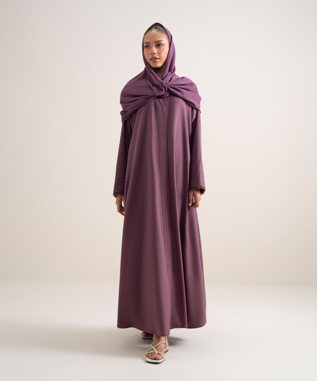 Women's Burgundy Button Through Raglan Abbaya