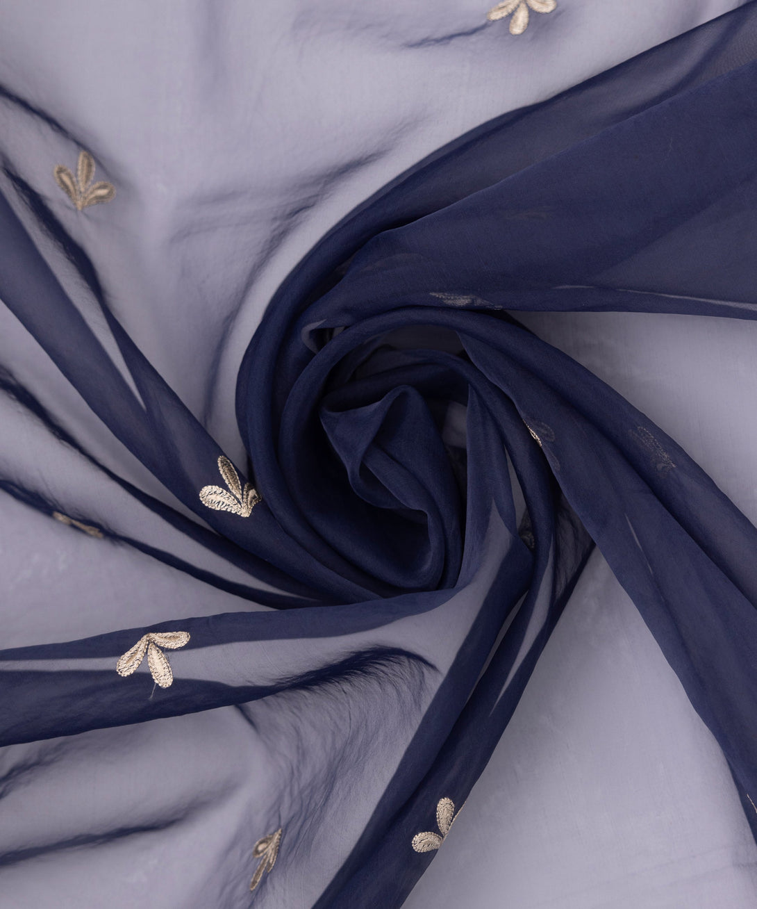 Blended Organza Blue Embroidered Dupatta