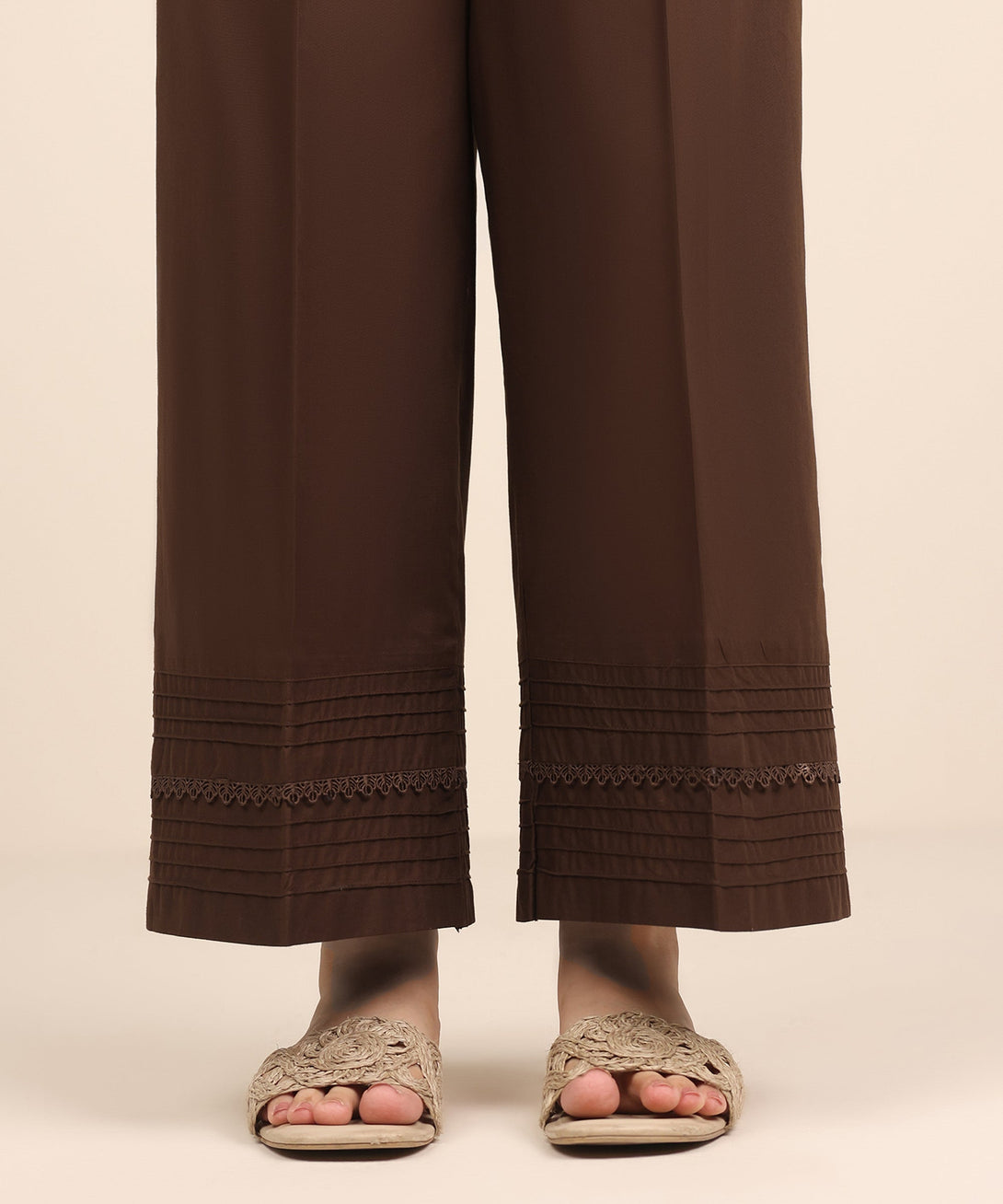 Women's RTW Cambric Brown Solid Culottes