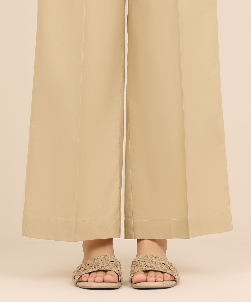 Women's RTW Cambric Beige Solid Culottes