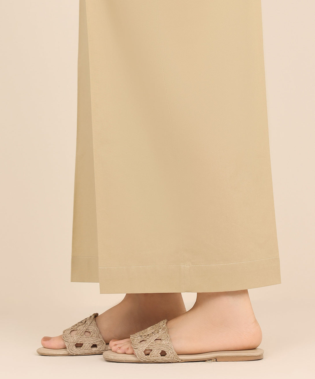 Women's RTW Cambric Beige Solid Culottes
