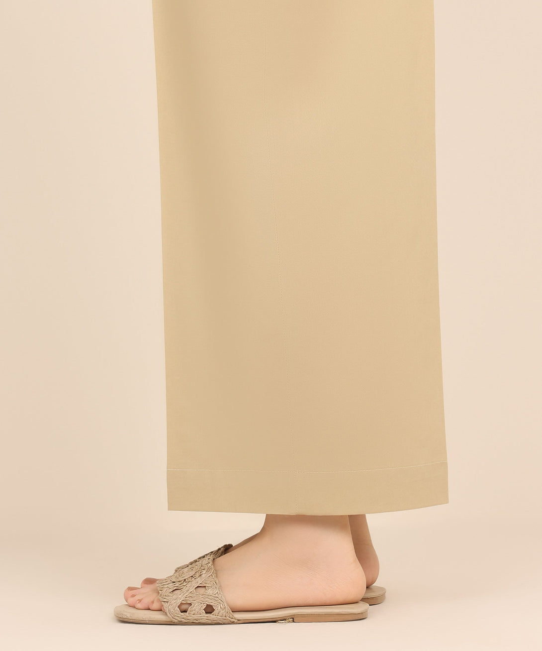 Women's RTW Cambric Beige Solid Culottes