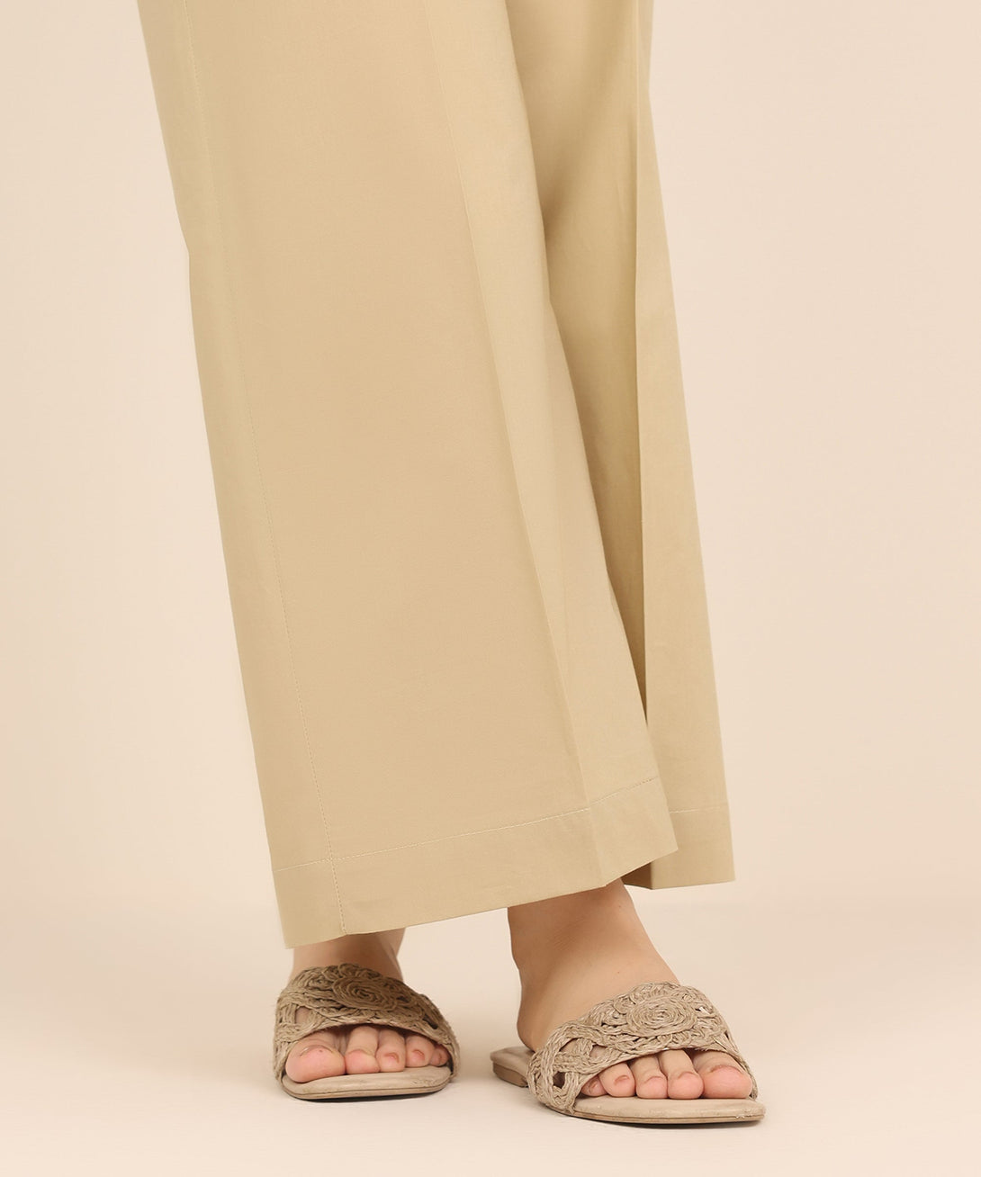 Women's RTW Cambric Beige Solid Culottes