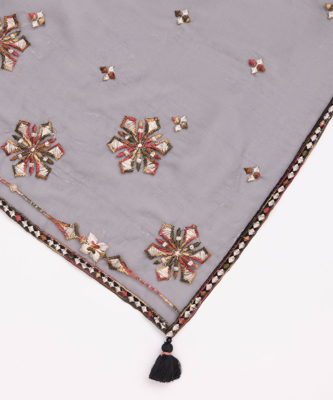 Blended Organza Black Embroidered Dupatta