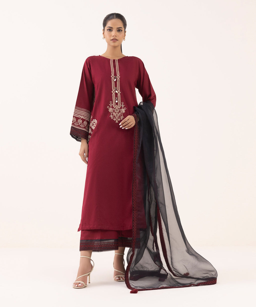 Blended Organza Black Embroidered Dupatta