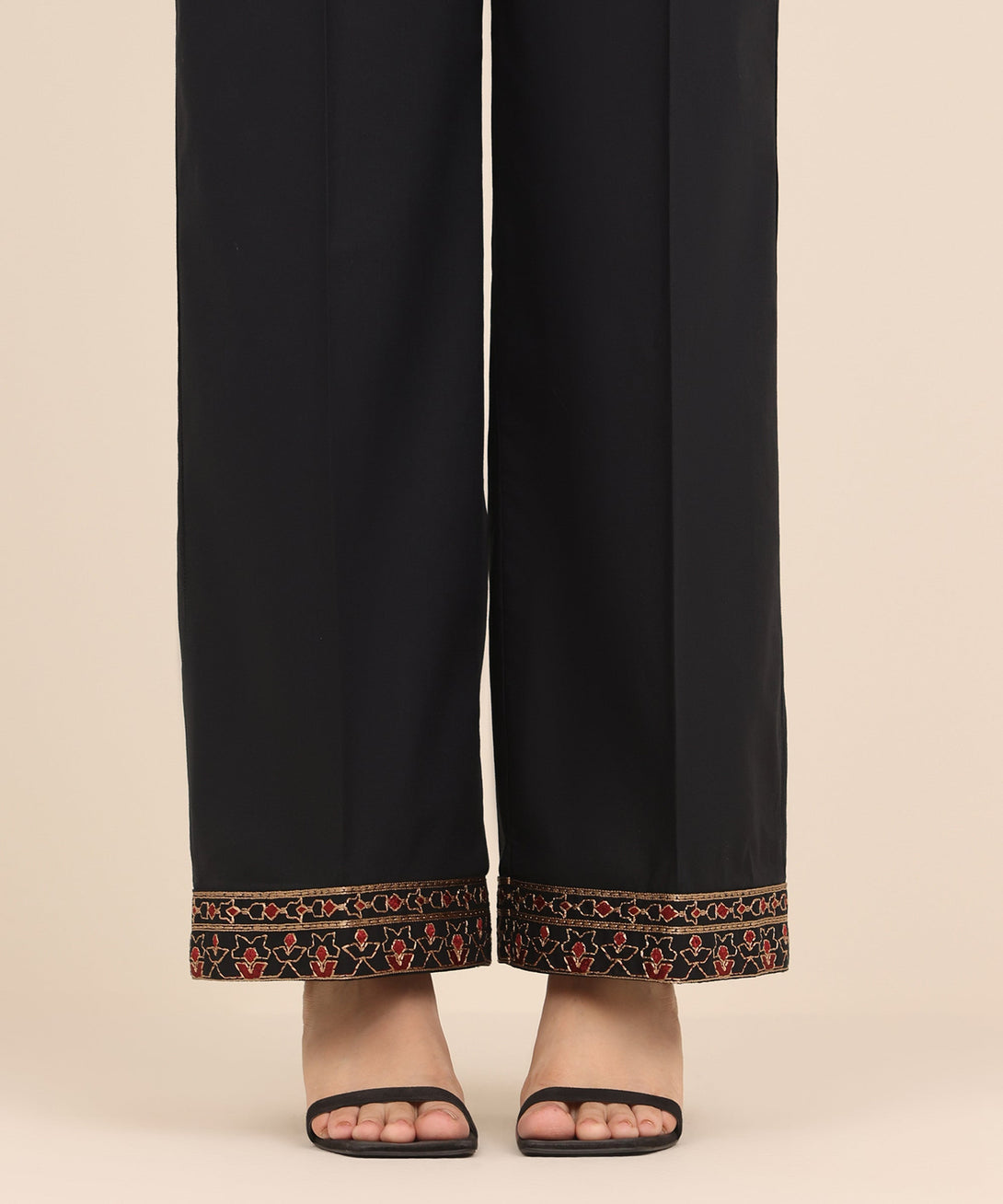 Women's RTW Cambric Black Embroidered Culottes