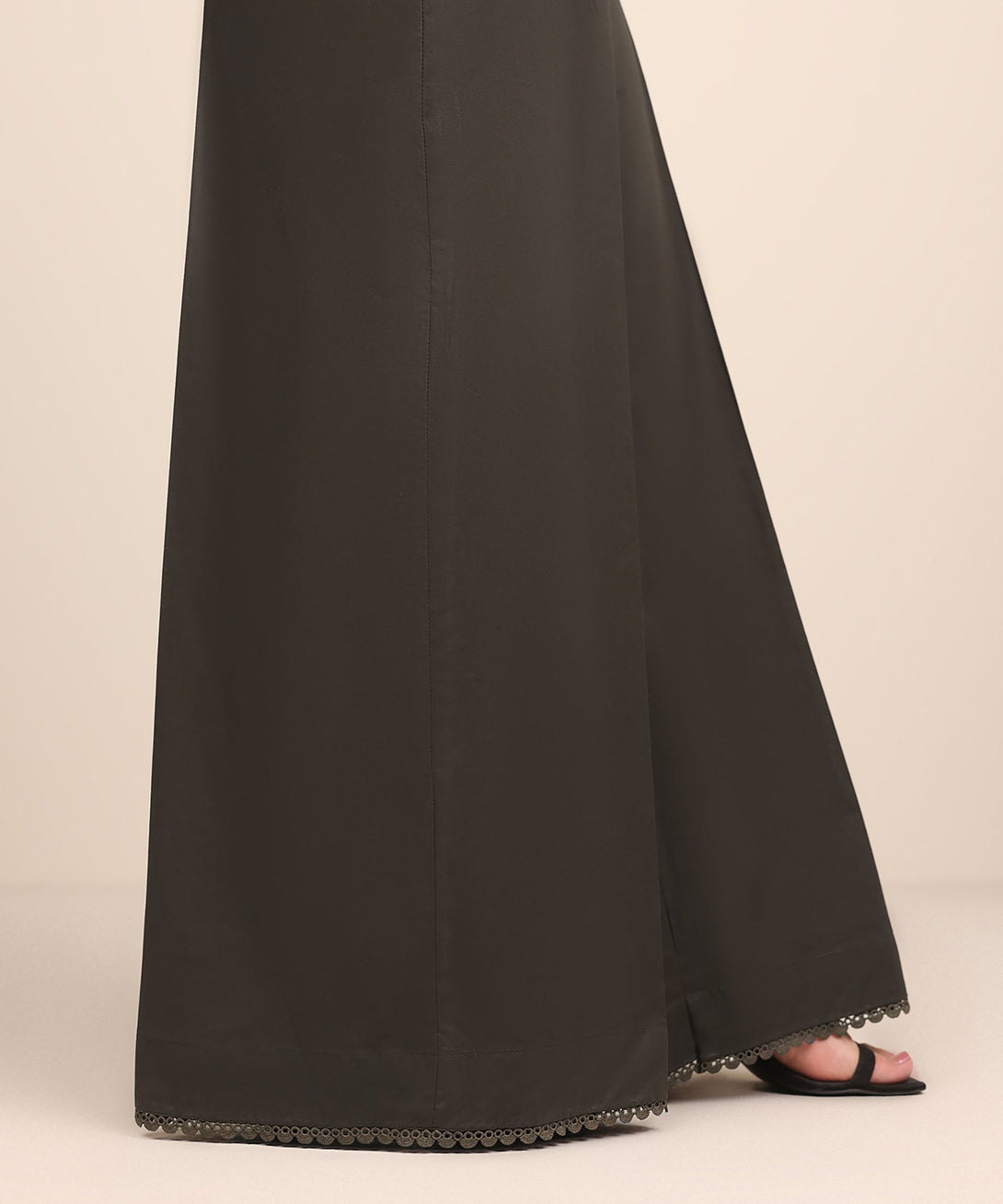 Women's RTW Cambric Brown Solid Flared Pants