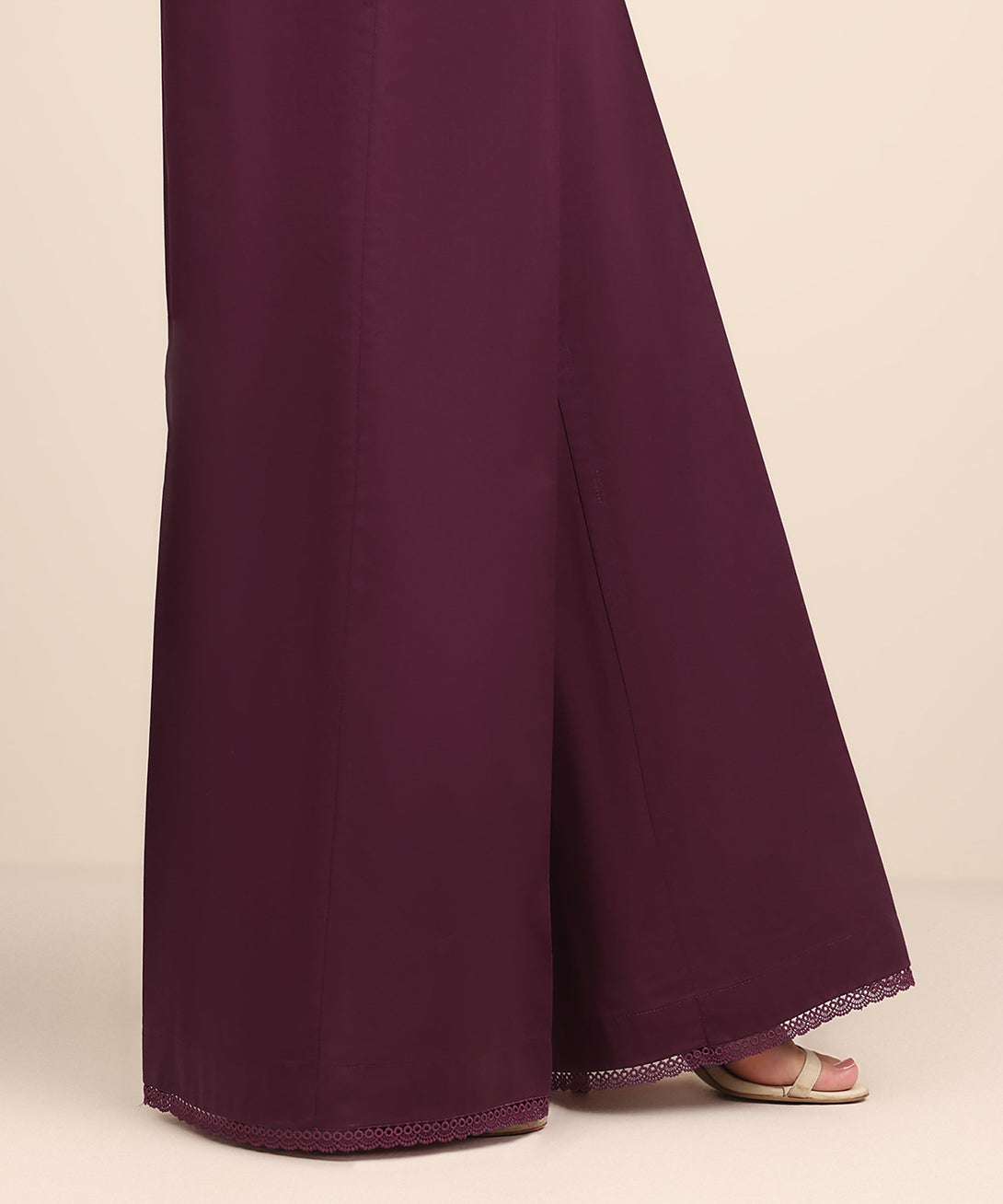 Women's RTW Cambric Purple Solid Flared Pants