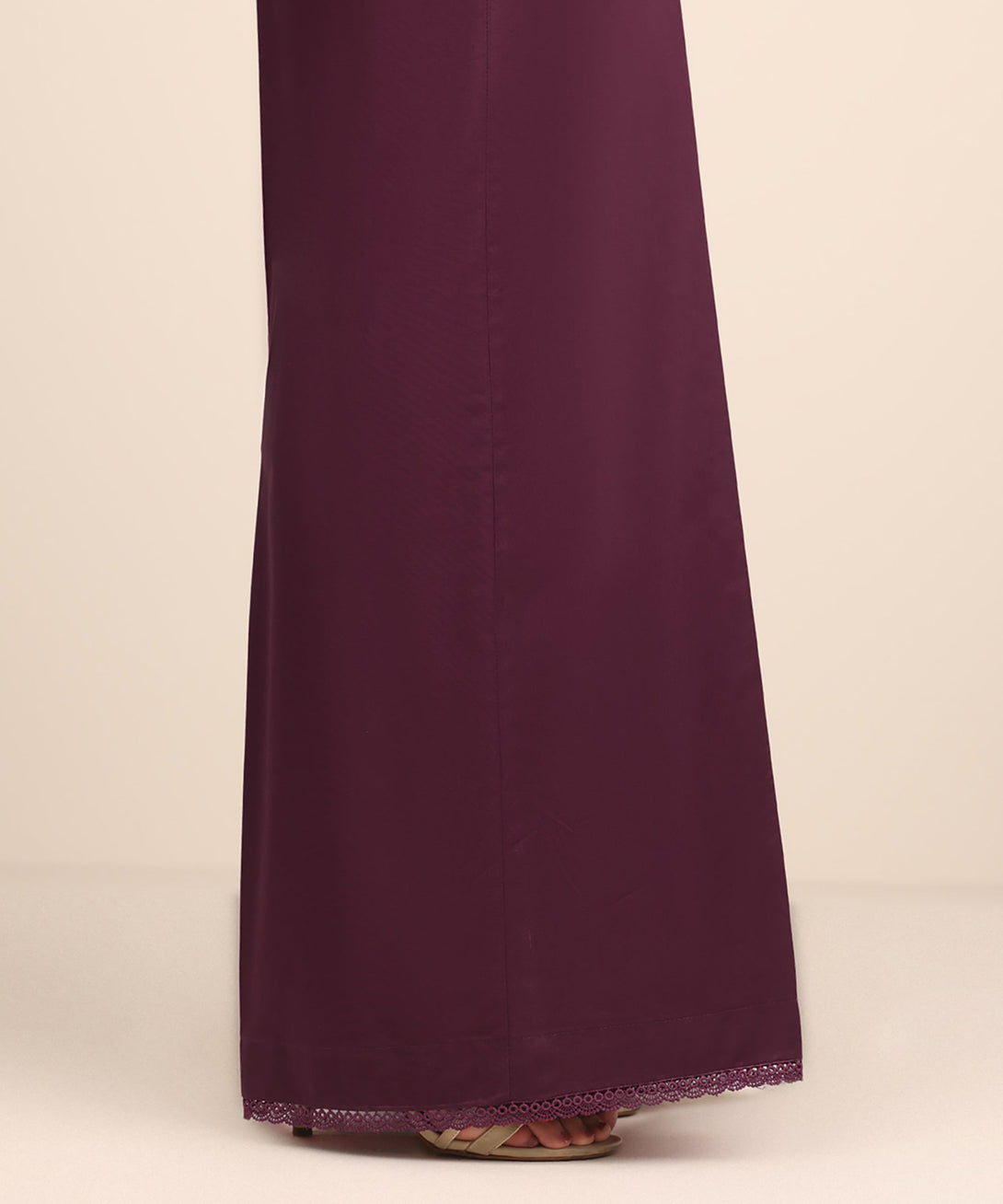 Women's RTW Cambric Purple Solid Flared Pants