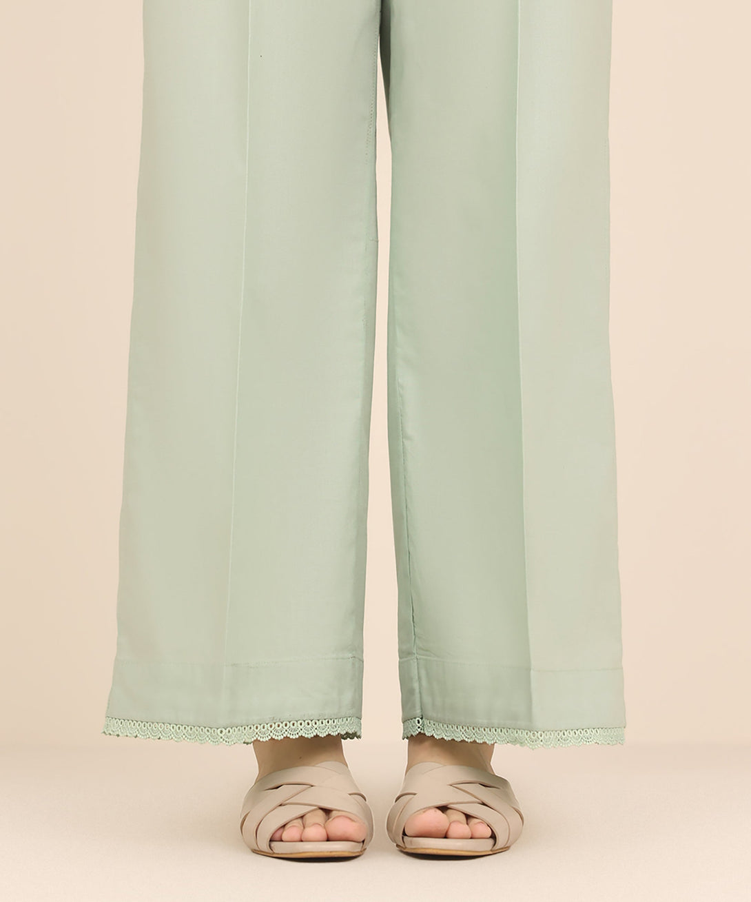Women's RTW Cambric Green Solid Culottes