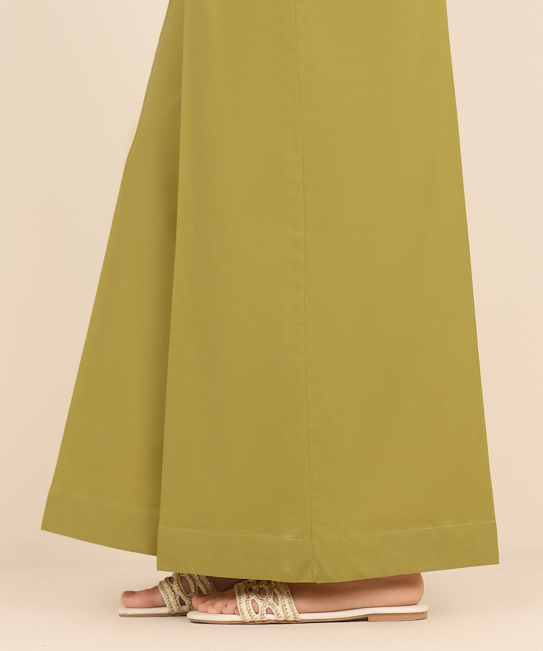 Women's RTW Cambric Yellow Solid Flared Pants